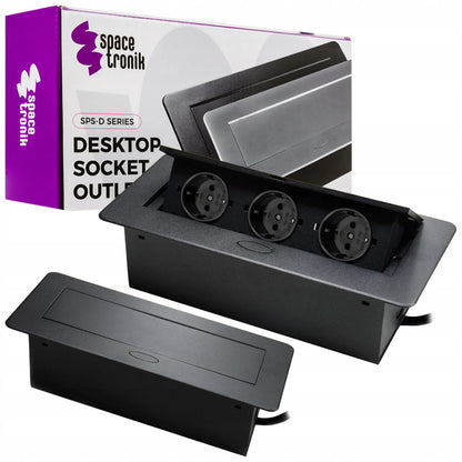 Įleidžiamas stalviršio lizdas Spacetronik 3x 230V, juodas