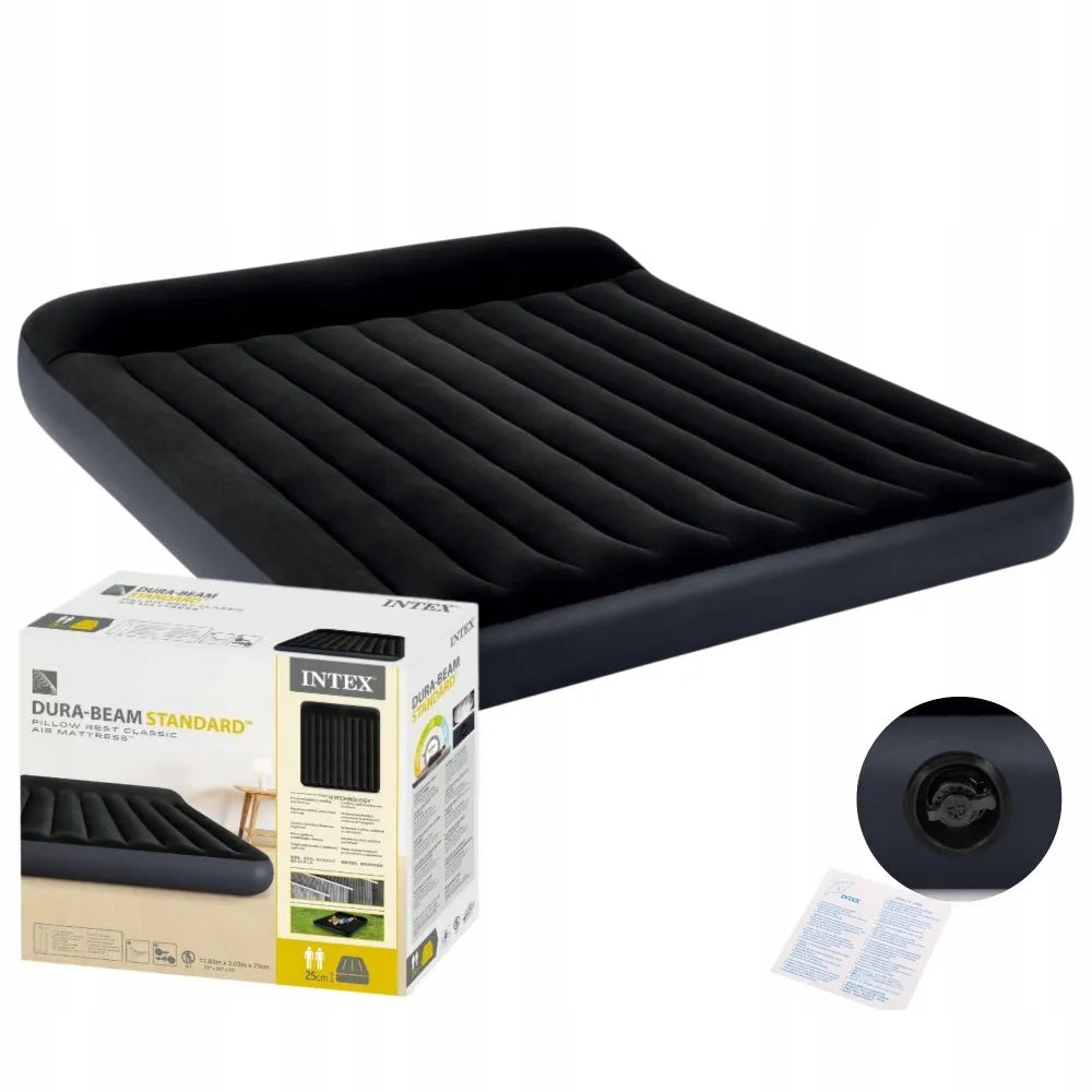 INTEX 64144 dvivietis pripučiamas čiužinys su galvūgaliu, 203 × 183 × 25 cm