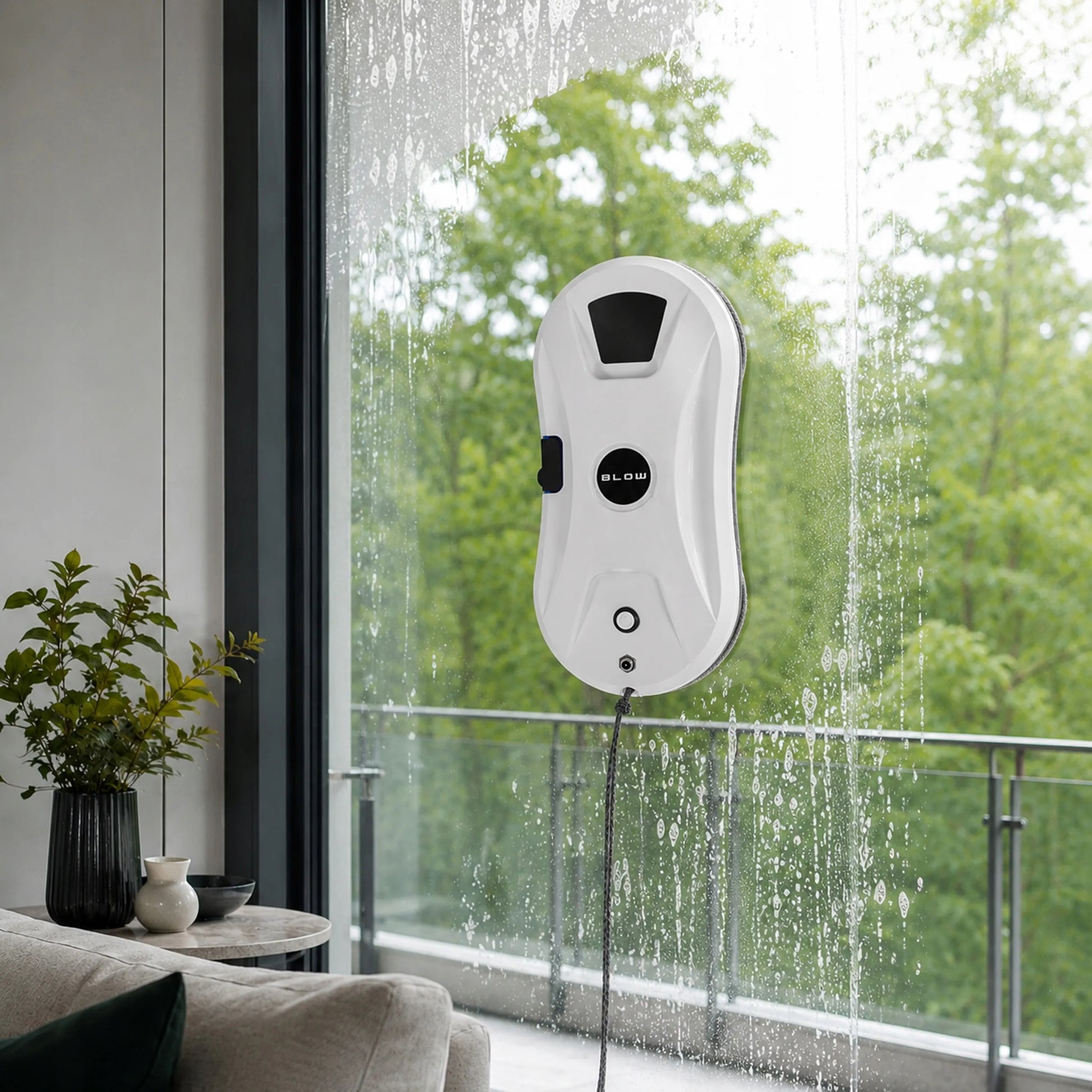 Išmanusis langų, veidrodžių ir stiklo valymo robotas BLOW LUMINO su automatiniu ploviklio purškimu