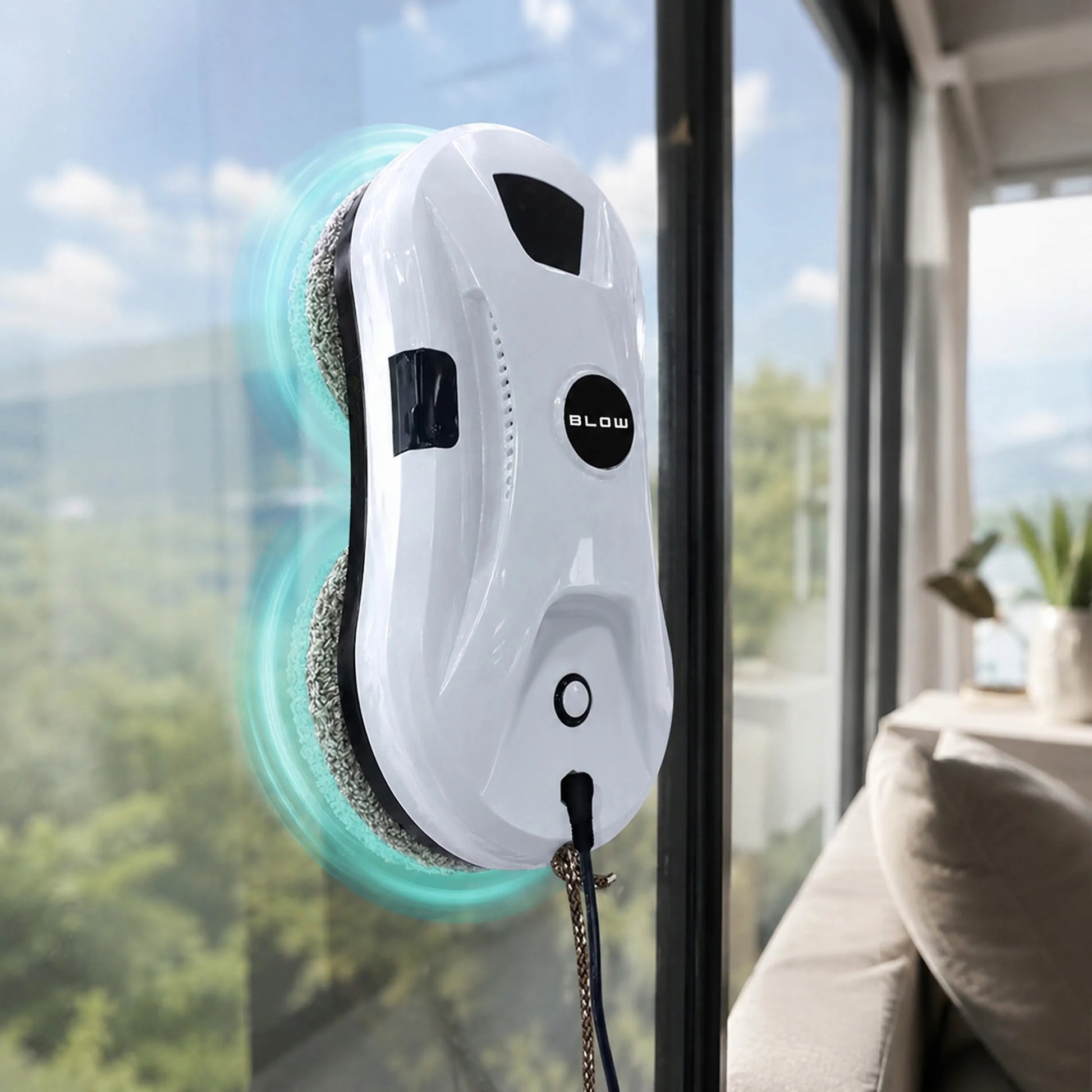 Išmanusis langų, veidrodžių ir stiklo valymo robotas BLOW LUMINO su automatiniu ploviklio purškimu