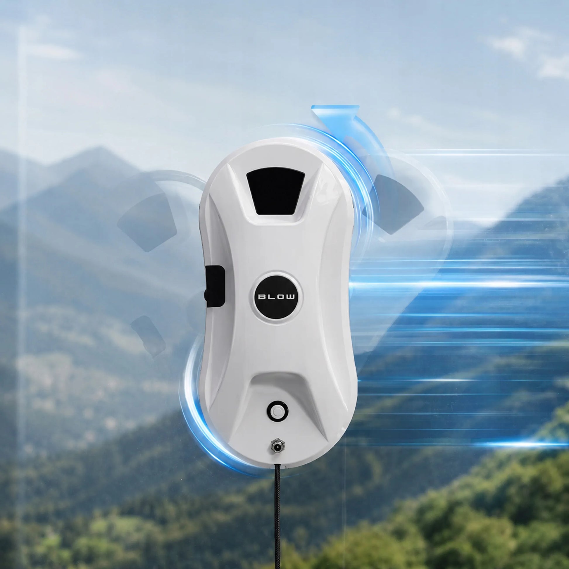 Išmanusis langų, veidrodžių ir stiklo valymo robotas BLOW LUMINO su automatiniu ploviklio purškimu