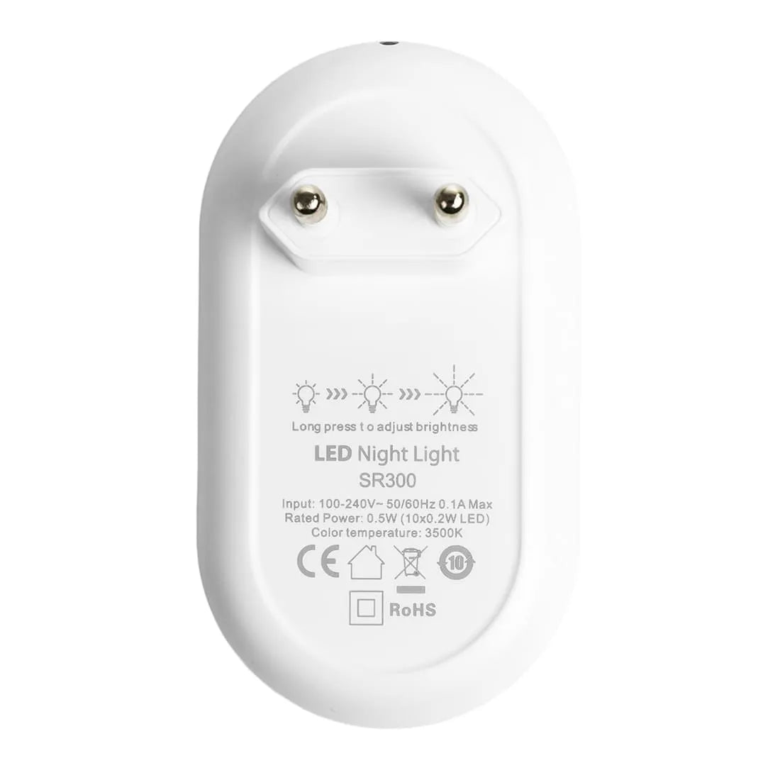 Išmanusis naktinis šviestuvas į kištukinį lizdą su jutikliu Spacetronik NIGHT LIGHT baltas