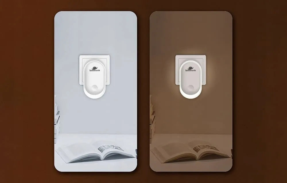 Išmanusis naktinis šviestuvas į kištukinį lizdą su jutikliu Spacetronik NIGHT LIGHT baltas