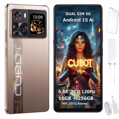 Išmanusis telefonas Cubot X100 5G Dual SIM 16/256 GB, Android 15, su dviem ekranais ir dėklu
