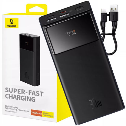 Išorinė baterija BASEUS Star-Lord 20000 mAh 30W su sparčiuoju įkrovimu USB-A USB-C