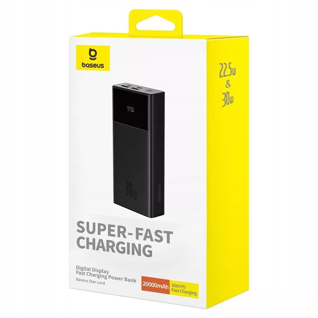 Išorinė baterija BASEUS Star-Lord 20000 mAh 30W su sparčiuoju įkrovimu USB-A USB-C