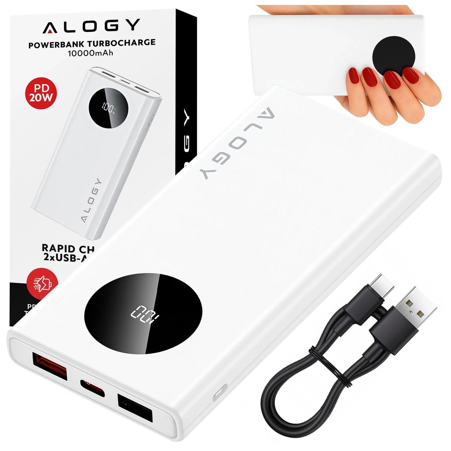 Išorinė baterija (PowerBank) 10000mAh, greitas įkrovimas PD 120W 2x USB-A ir 1x USB-C TURBO