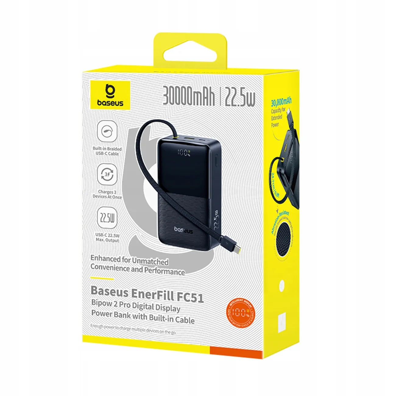 Išorinė baterija (Powerbank) Baseus 30000 mAh 22.5W greitas įkrovimas USB-A USB-C + USB-C laidas