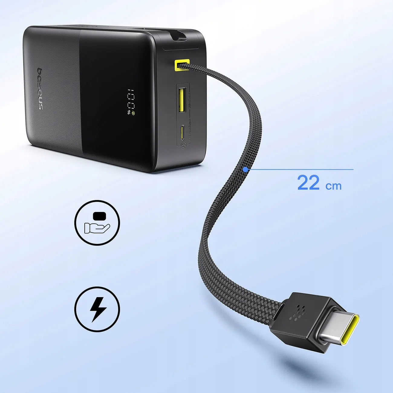 Išorinė baterija (Powerbank) Baseus 30000 mAh 22.5W greitas įkrovimas USB-A USB-C + USB-C laidas