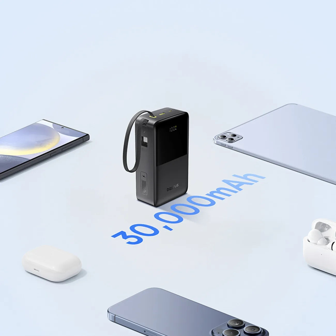 Išorinė baterija (Powerbank) Baseus 30000 mAh 22.5W greitas įkrovimas USB-A USB-C + USB-C laidas
