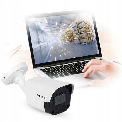 Išorinė vamzdinė kamera 4MPx IP POE, aptikimas 30m IR, 2.8mm + AUDIO IP66