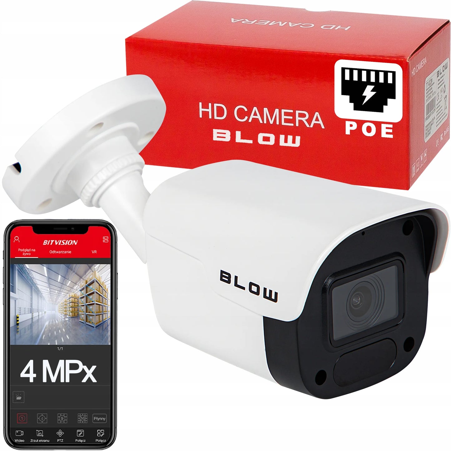 Išorinė vamzdinė kamera 4MPx IP POE, aptikimas 30m IR, 2.8mm + AUDIO IP66