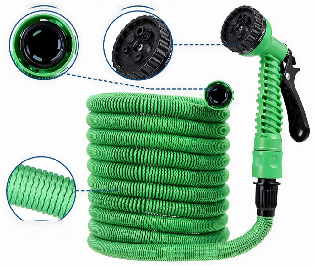 Išsitempianti sodo žarna, 5–15 m, 1/2 colio, su purkštuvu ir 7 funkcijomis