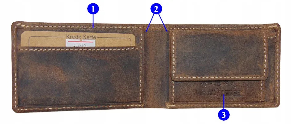 J.Jones itin maža vyriška natūralios odos piniginė, RFID SAFE, ruda