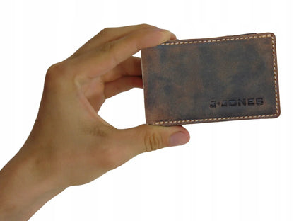 J.Jones itin maža vyriška natūralios odos piniginė, RFID SAFE, ruda