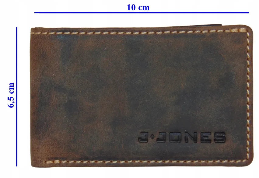 J.Jones itin maža vyriška natūralios odos piniginė, RFID SAFE, ruda