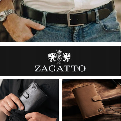 Juoda horizontali vyriška natūralios odos piniginė „ZAGATTO“ su RFID apsauga