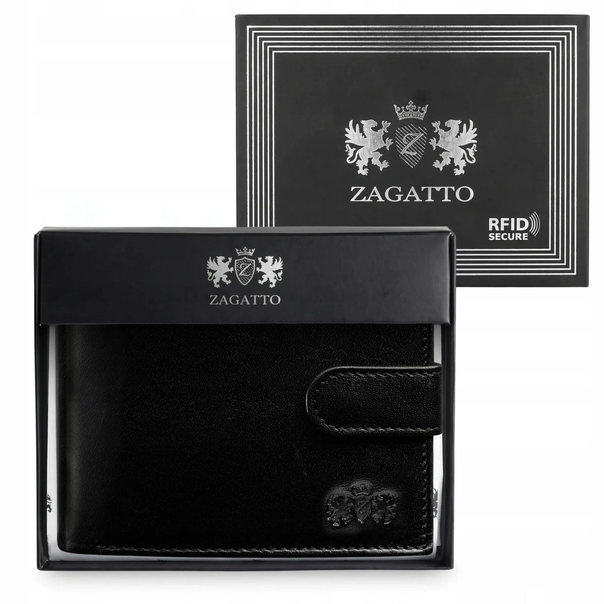 Juoda horizontali vyriška natūralios odos piniginė „ZAGATTO“ su RFID apsauga
