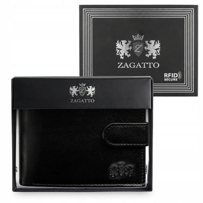 Juoda horizontali vyriška natūralios odos piniginė „ZAGATTO“ su RFID apsauga