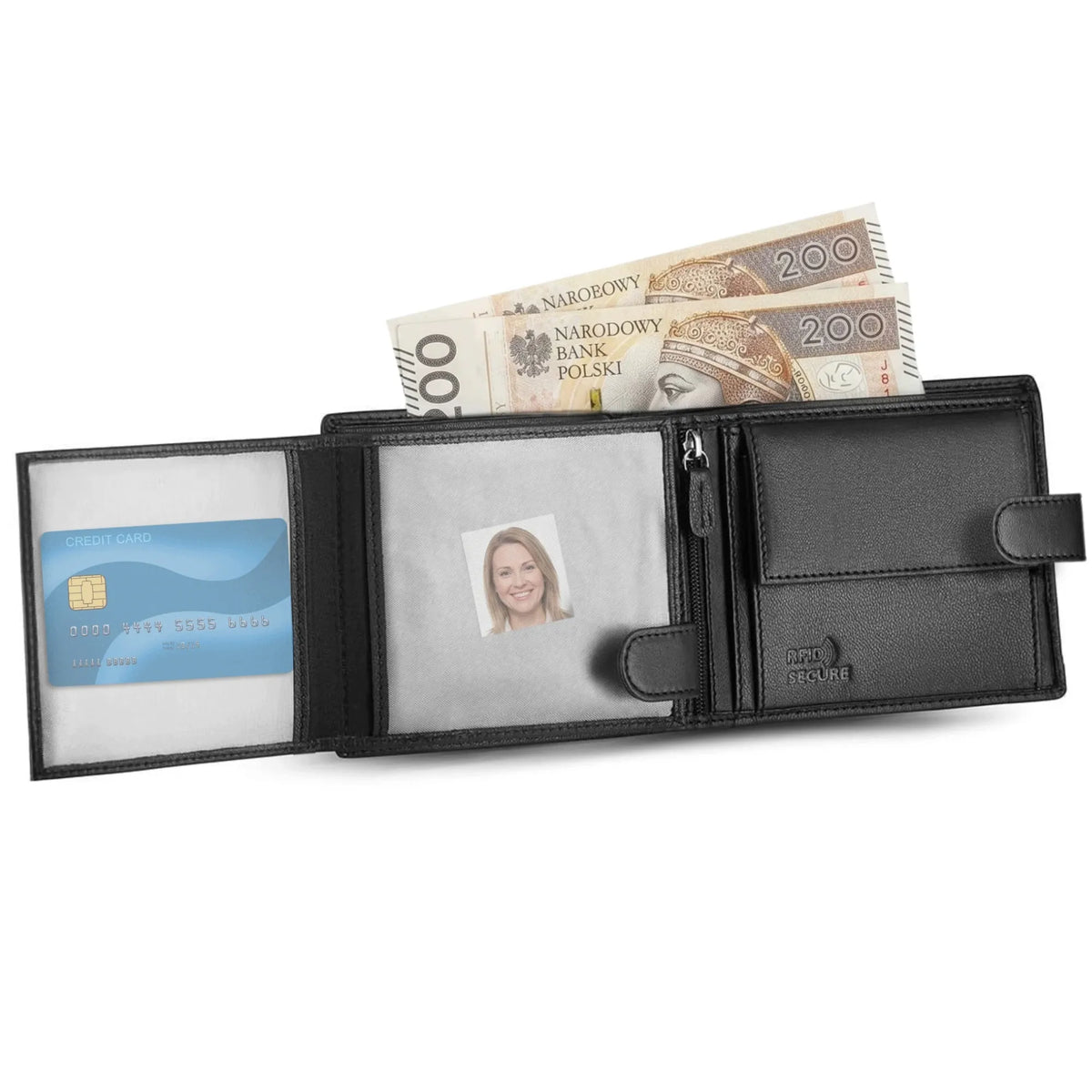 Juoda horizontali vyriška odinė piniginė „Zagatto“ su RFID apsauga ir rašikliu