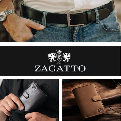 Juoda horizontali vyriška odinė piniginė „Zagatto“ su RFID apsauga ir rašikliu