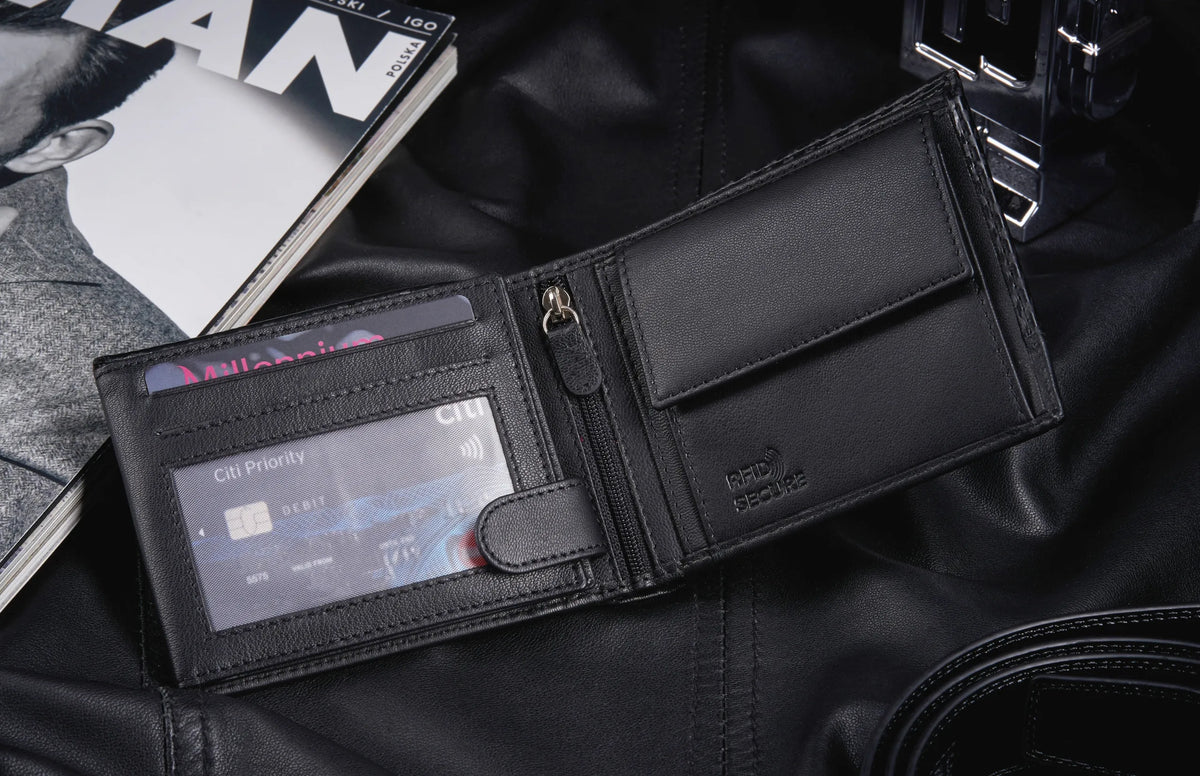 Juoda horizontali vyriška odinė piniginė „Zagatto“ su RFID apsauga ir rašikliu
