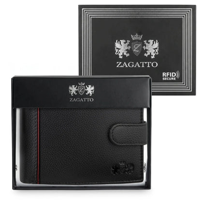 Juoda horizontali vyriška odinė piniginė „Zagatto“ su RFID apsauga ir rašikliu