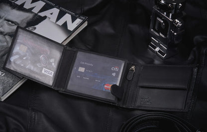 Juoda horizontali vyriška odinė piniginė „Zagatto“ su RFID apsauga ir rašikliu