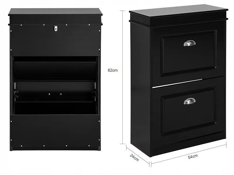 Juoda pastatoma batų spintelė su 2 skyriais SoBuy FSR78-SCH