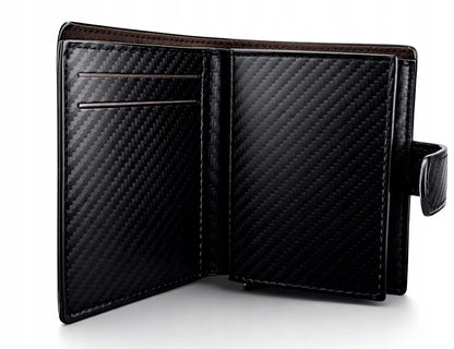Juoda vyriška „Card Holder“ piniginė su RFID apsauga ir dėžute, ekologiška oda