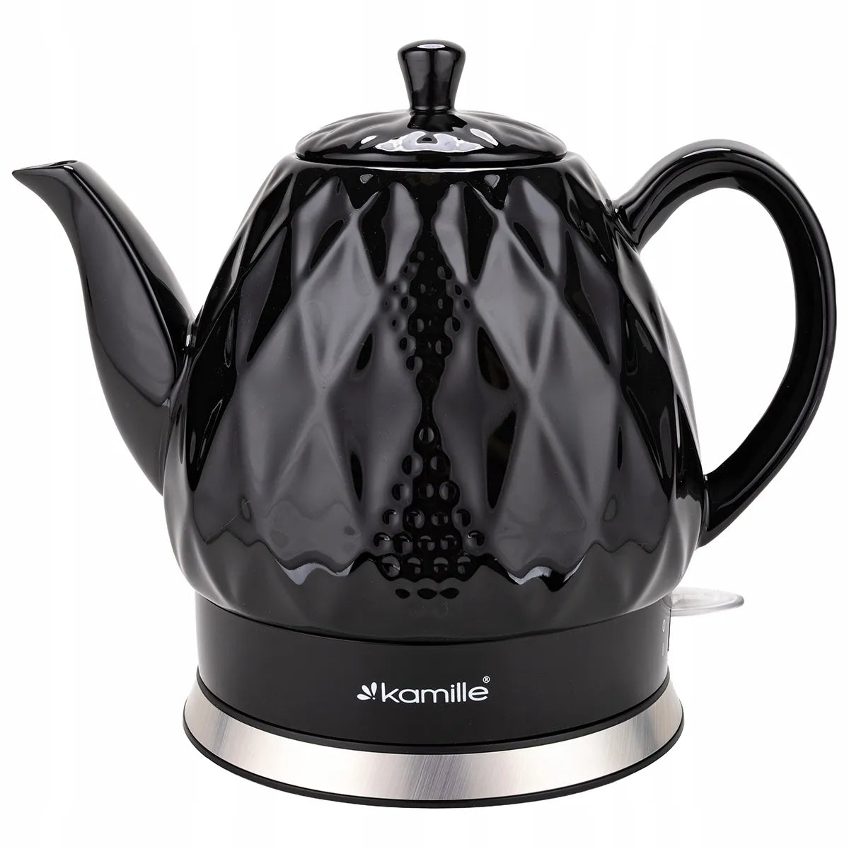 Juodas keraminis belaidis elektrinis virdulys „Kamille KM1728“, 1,5 l, 1200 W