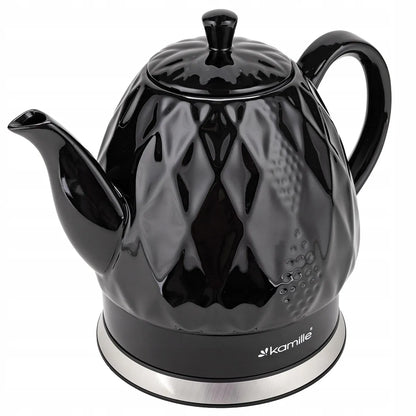Juodas keraminis belaidis elektrinis virdulys „Kamille KM1728“, 1,5 l, 1200 W