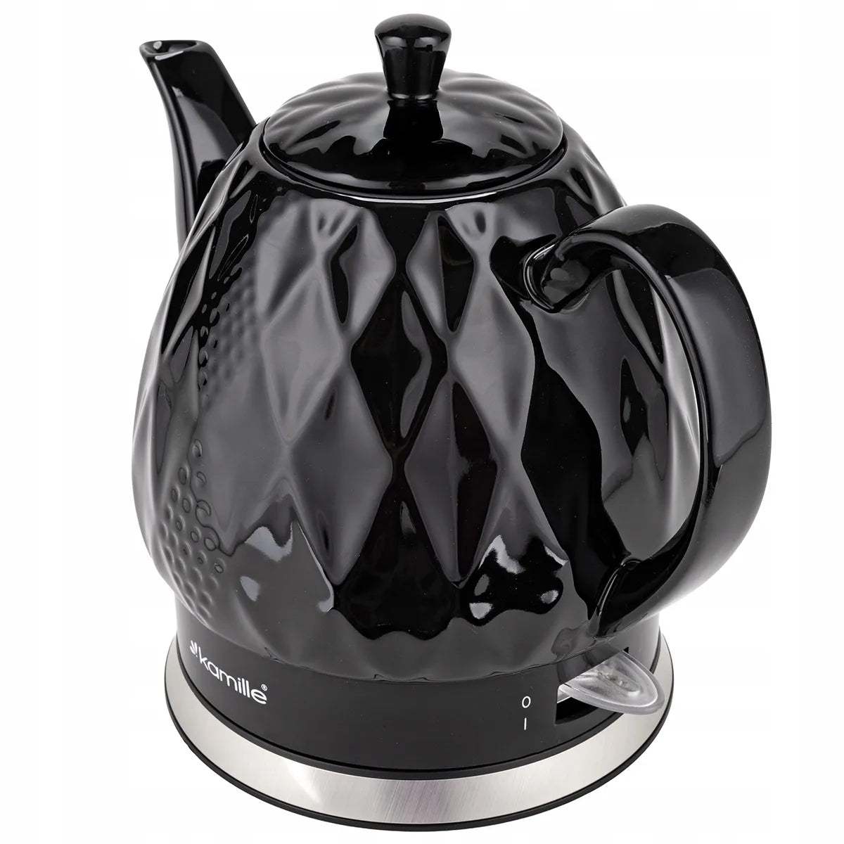 Juodas keraminis belaidis elektrinis virdulys „Kamille KM1728“, 1,5 l, 1200 W