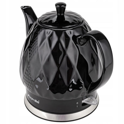 Juodas keraminis belaidis elektrinis virdulys „Kamille KM1728“, 1,5 l, 1200 W