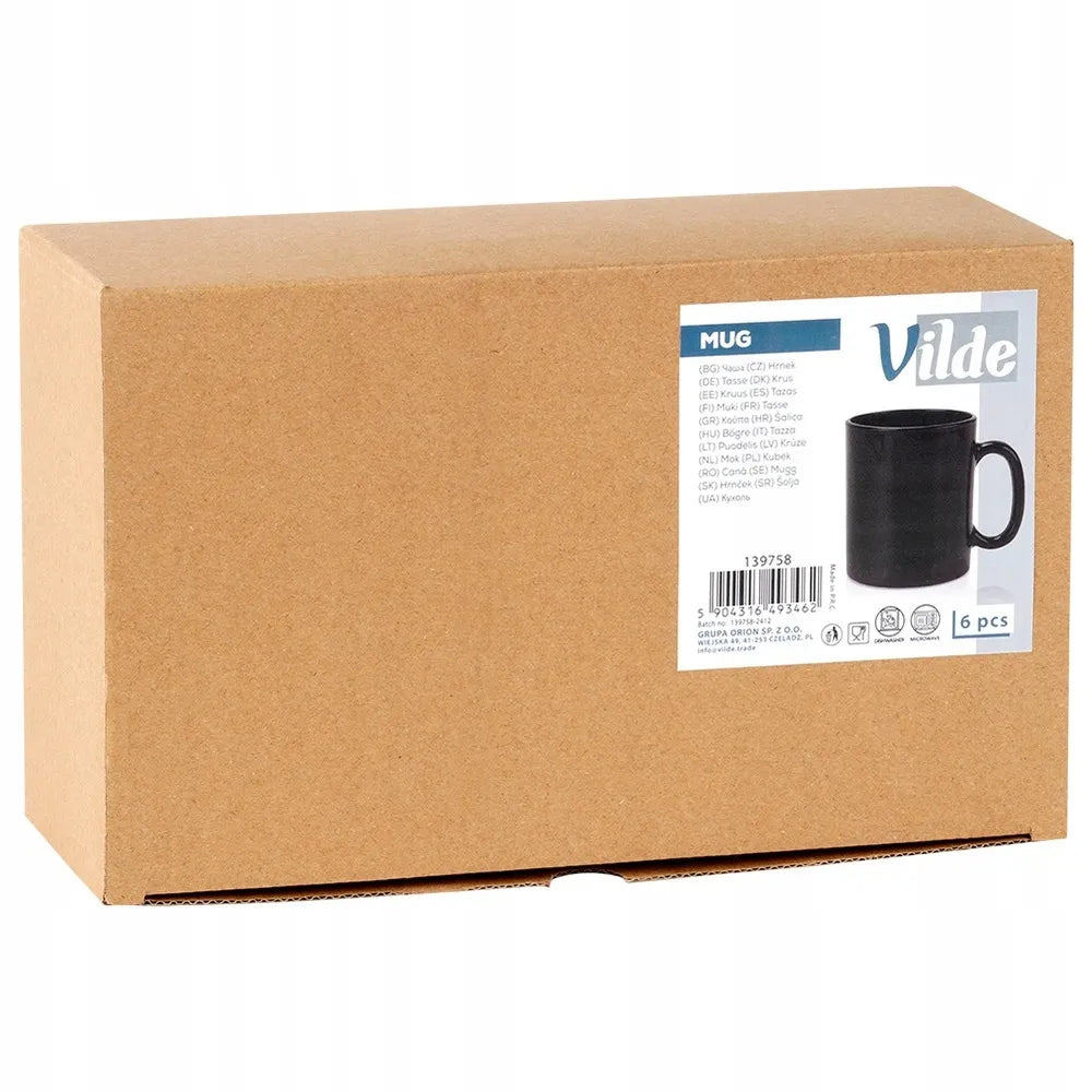 Juodų puodelių rinkinys kavai ir arbatai 300 ml 6 vnt. Vilde