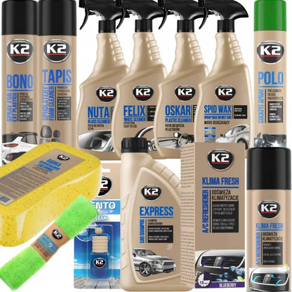 K2 automobilių priežiūros ir plovimo priemonių rinkinys