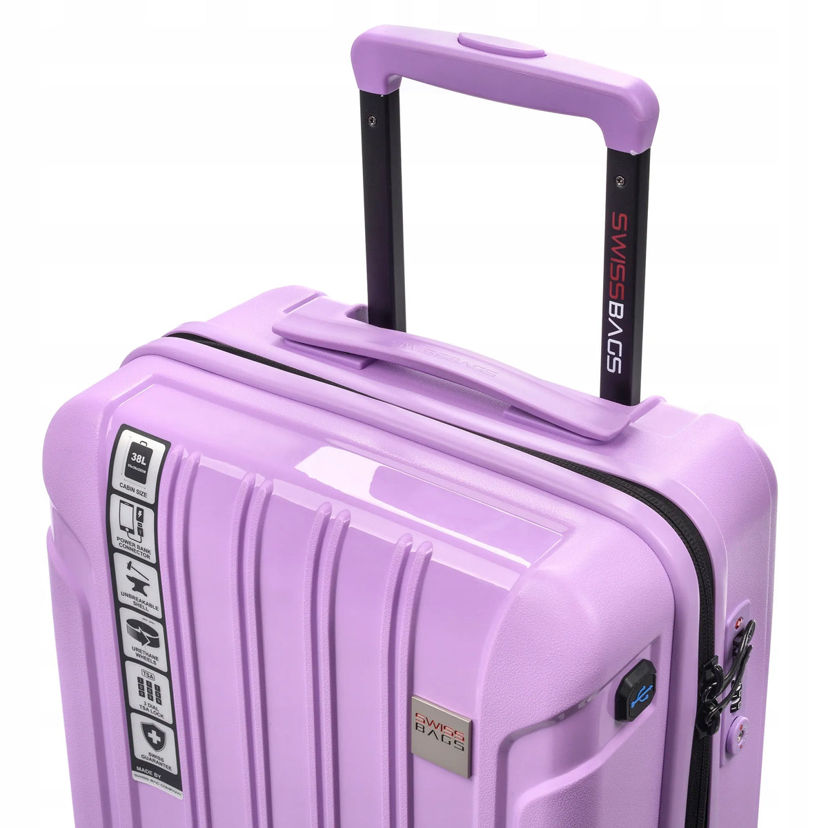 Kabinamas lagaminas SwissBags Tourist, 55 cm, 40 l, su TSA spyna, violetinis