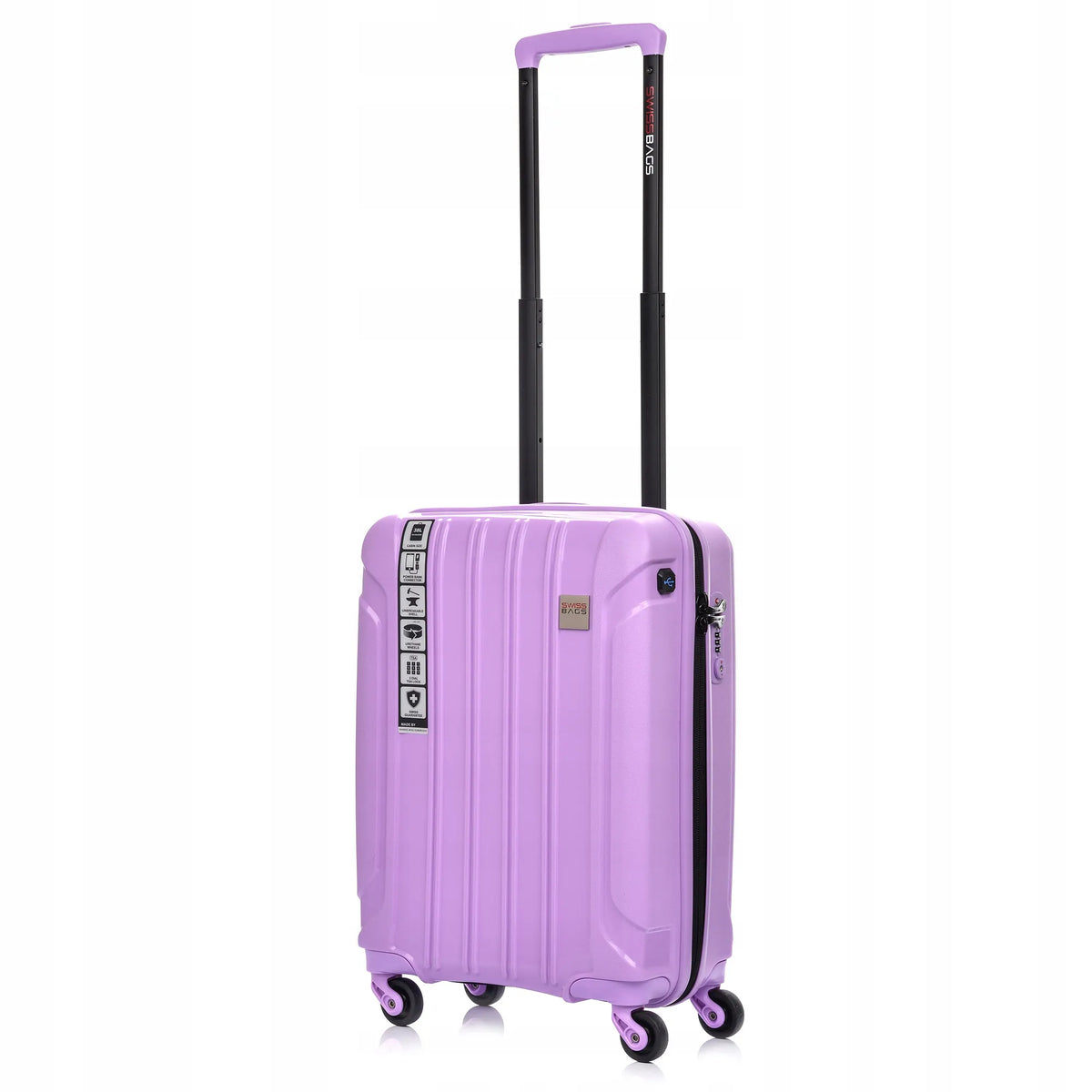 Kabinamas lagaminas SwissBags Tourist, 55 cm, 40 l, su TSA spyna, violetinis