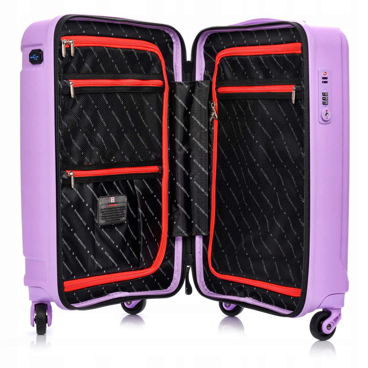 Kabinamas lagaminas SwissBags Tourist, 55 cm, 40 l, su TSA spyna, violetinis