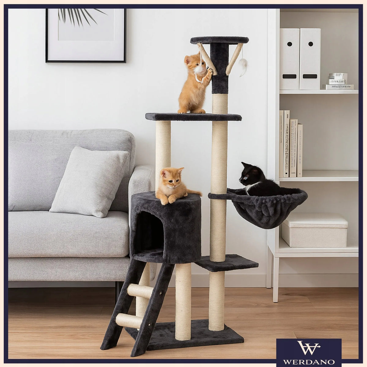 Kačių draskyklė 138 cm, tamsiai pilka WERDANO PETS