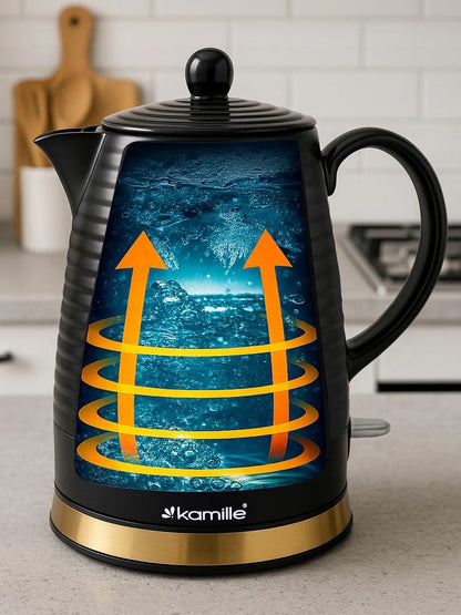 Kamille KM1731 belaidis keraminis elektrinis virdulys, 1200 W, 1,2 l, juodas