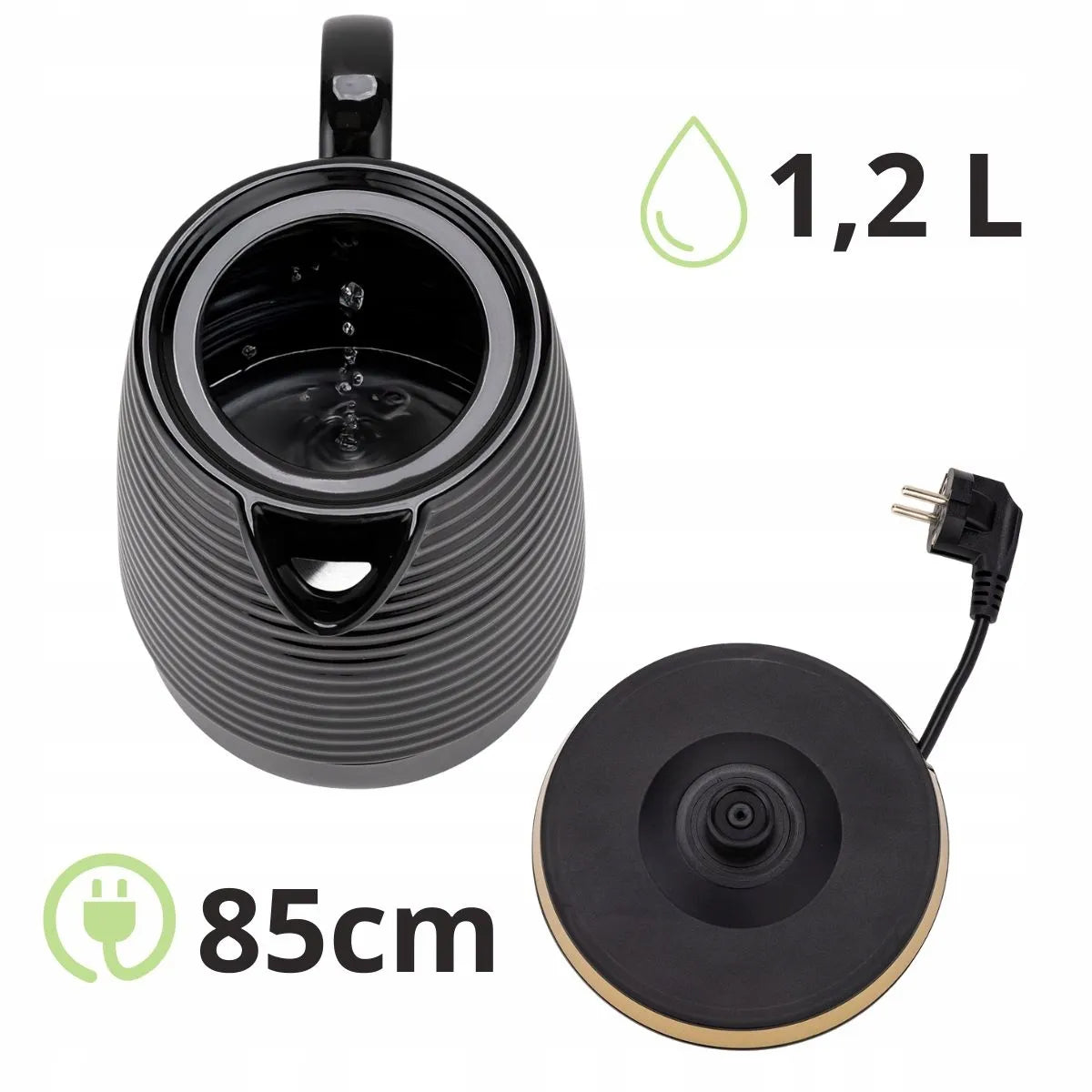 Kamille KM1731 belaidis keraminis elektrinis virdulys, 1200 W, 1,2 l, juodas