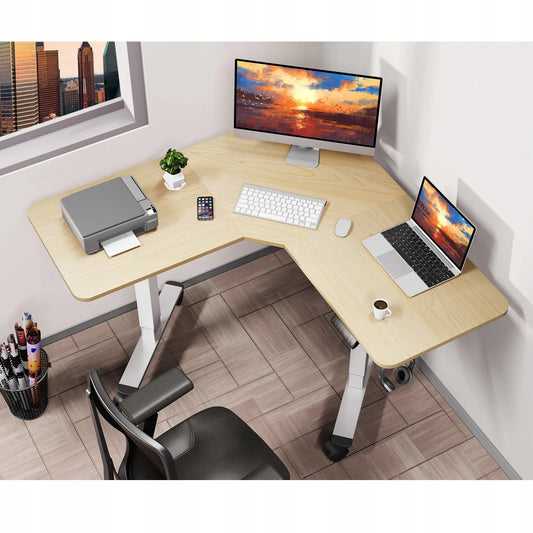 Kampinis stalas Triadyn WorkBase 1206L su elektriniu reguliavimu 120x120cm, ąžuolo spalvos