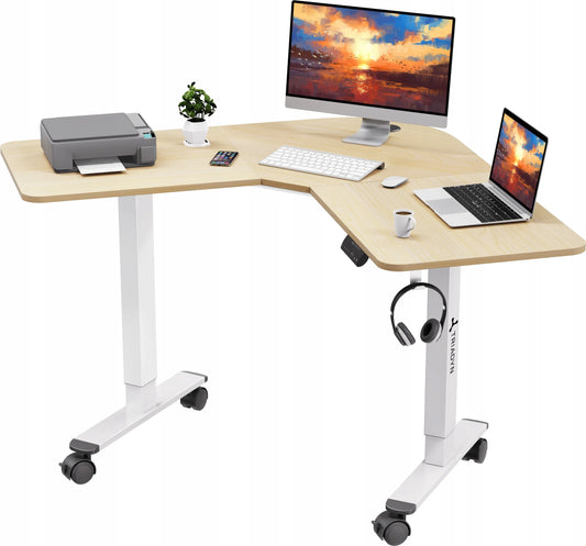 Kampinis stalas Triadyn WorkBase 1206L su elektriniu reguliavimu 120x120cm, ąžuolo spalvos