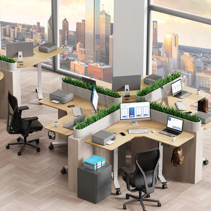 Kampinis stalas Triadyn WorkBase 1206L su elektriniu reguliavimu 120x120cm, ąžuolo spalvos