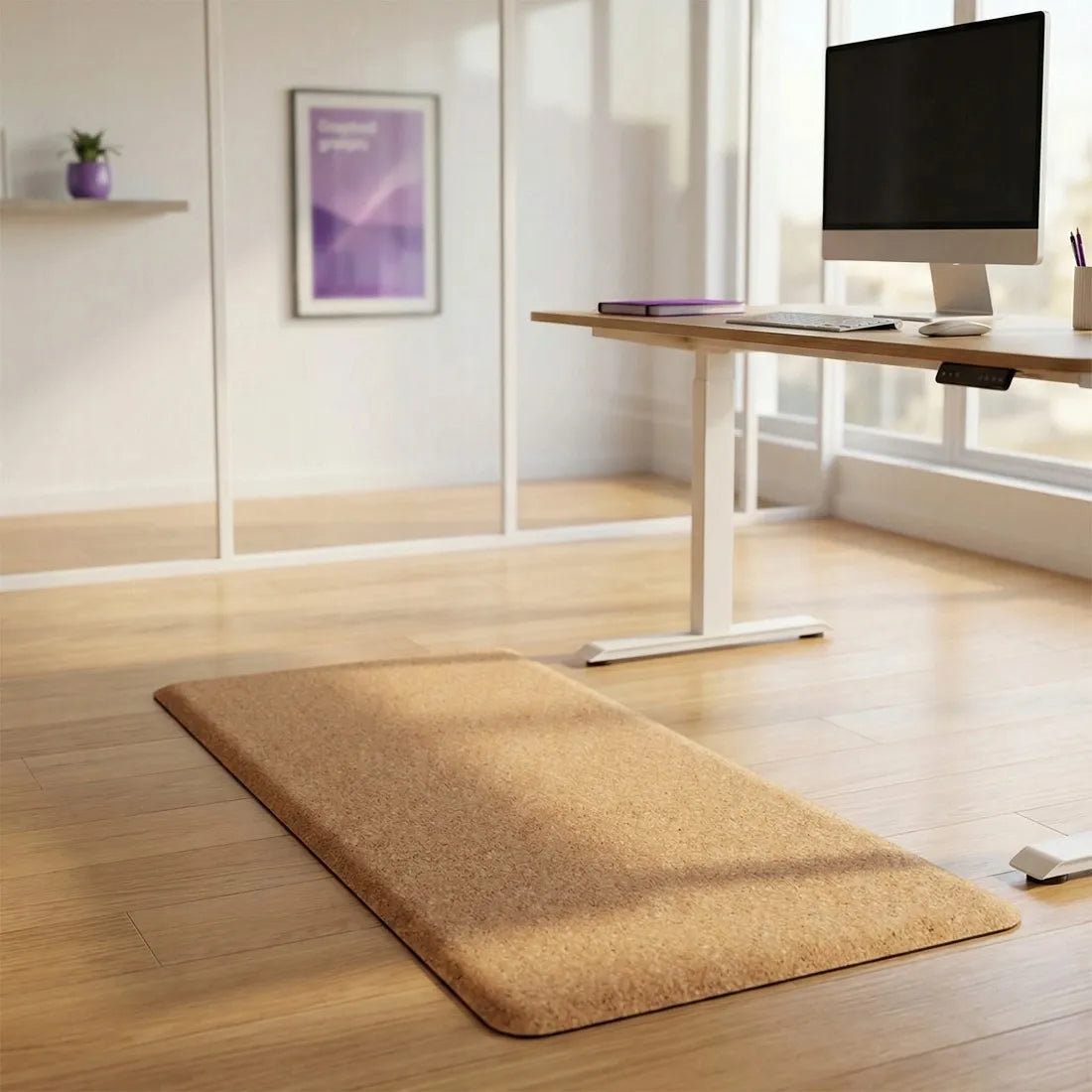 Kamštinis nuovargį mažinantis kilimėlis stovimam darbui prie stalo 45x120 cm Spacetronik