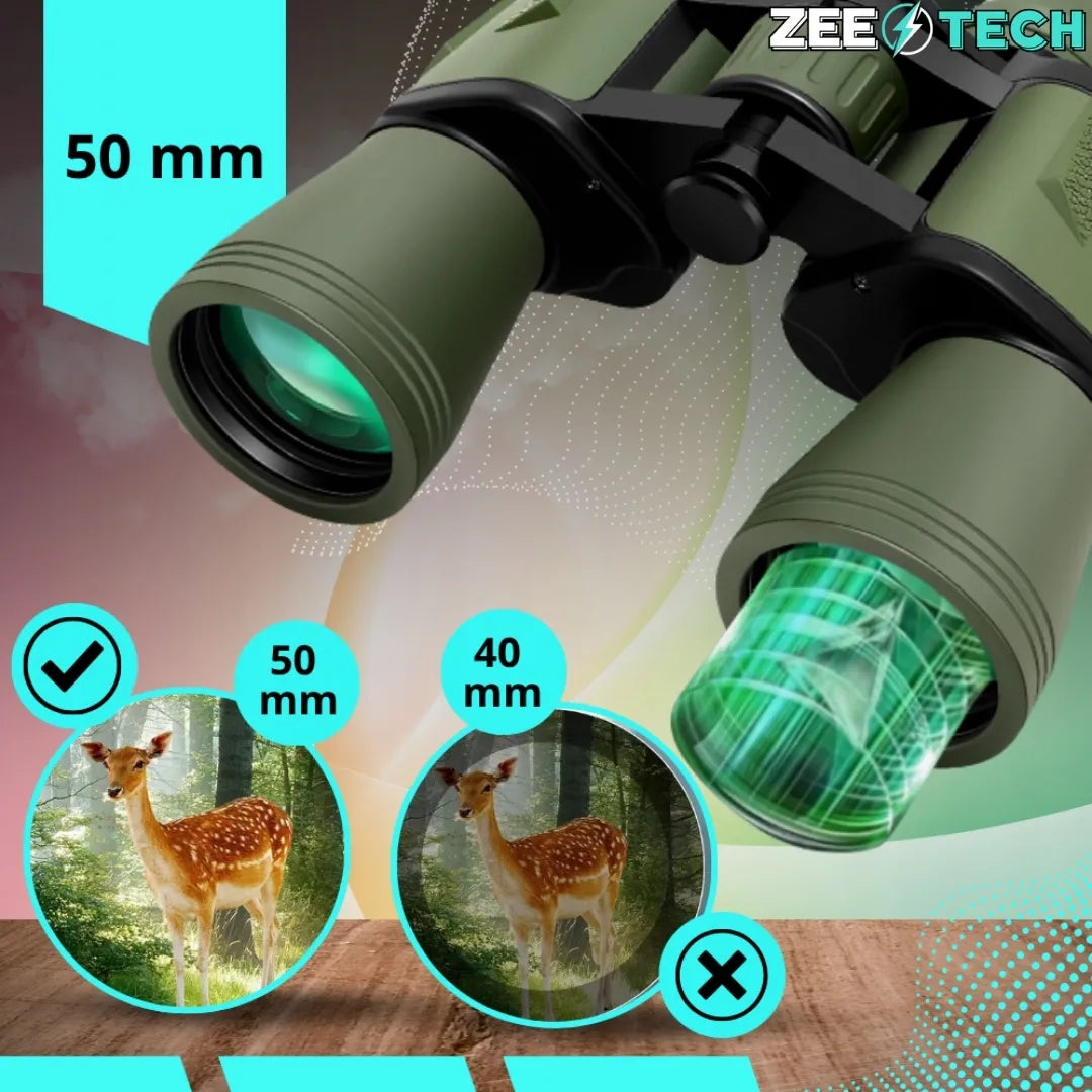 Kariniai žiūronai 20x50 medžioklei, išgyvenimui, optika BK-7 FMC + dėklas, dirželis