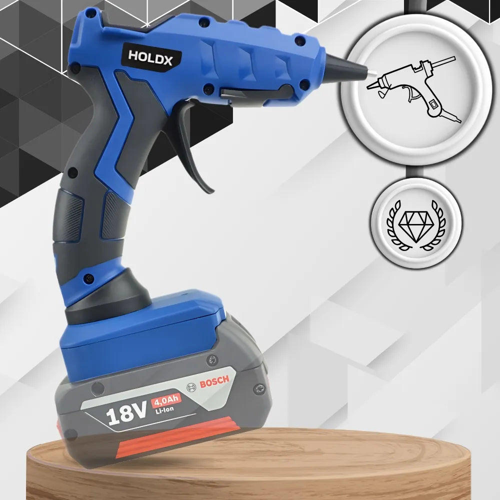 Karšto lydalo klijų pistoletas suderinamas su Bosch 18V akumuliatoriumi + klijų lazdelės
