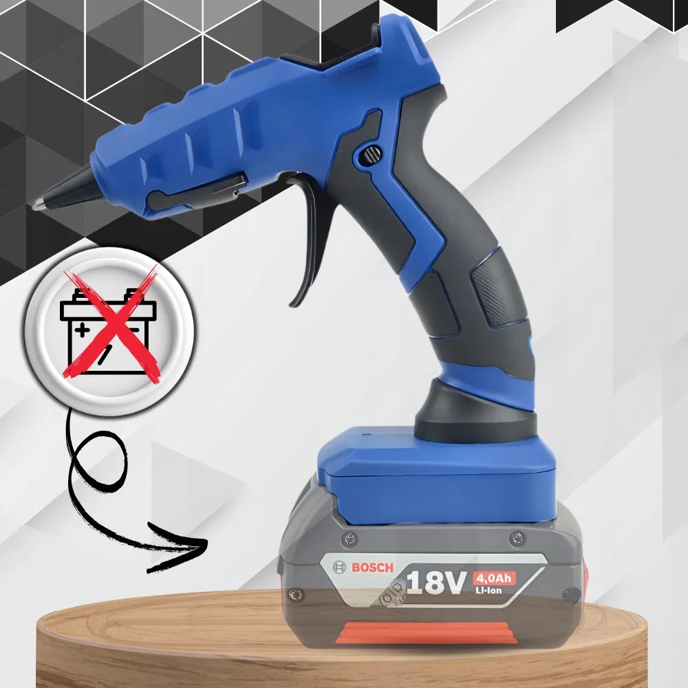 Karšto lydalo klijų pistoletas suderinamas su Bosch 18V akumuliatoriumi + klijų lazdelės