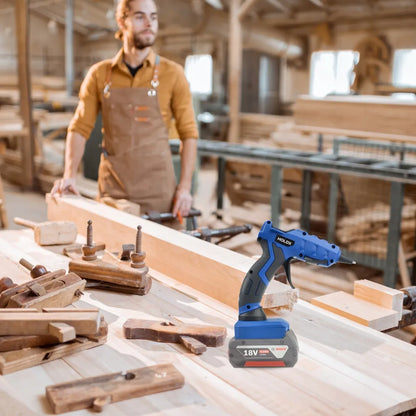 Karšto lydalo klijų pistoletas suderinamas su Bosch 18V akumuliatoriumi + klijų lazdelės